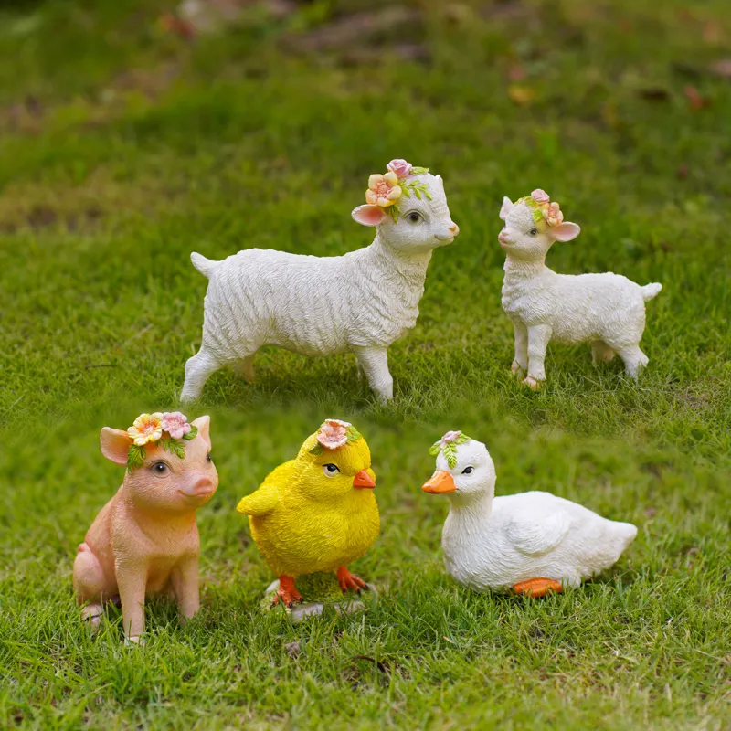 Ngoài Trời Vườn Cừu Nhựa Giả Dê Đứng Bức Tượng Trang Trí Sân Vườn