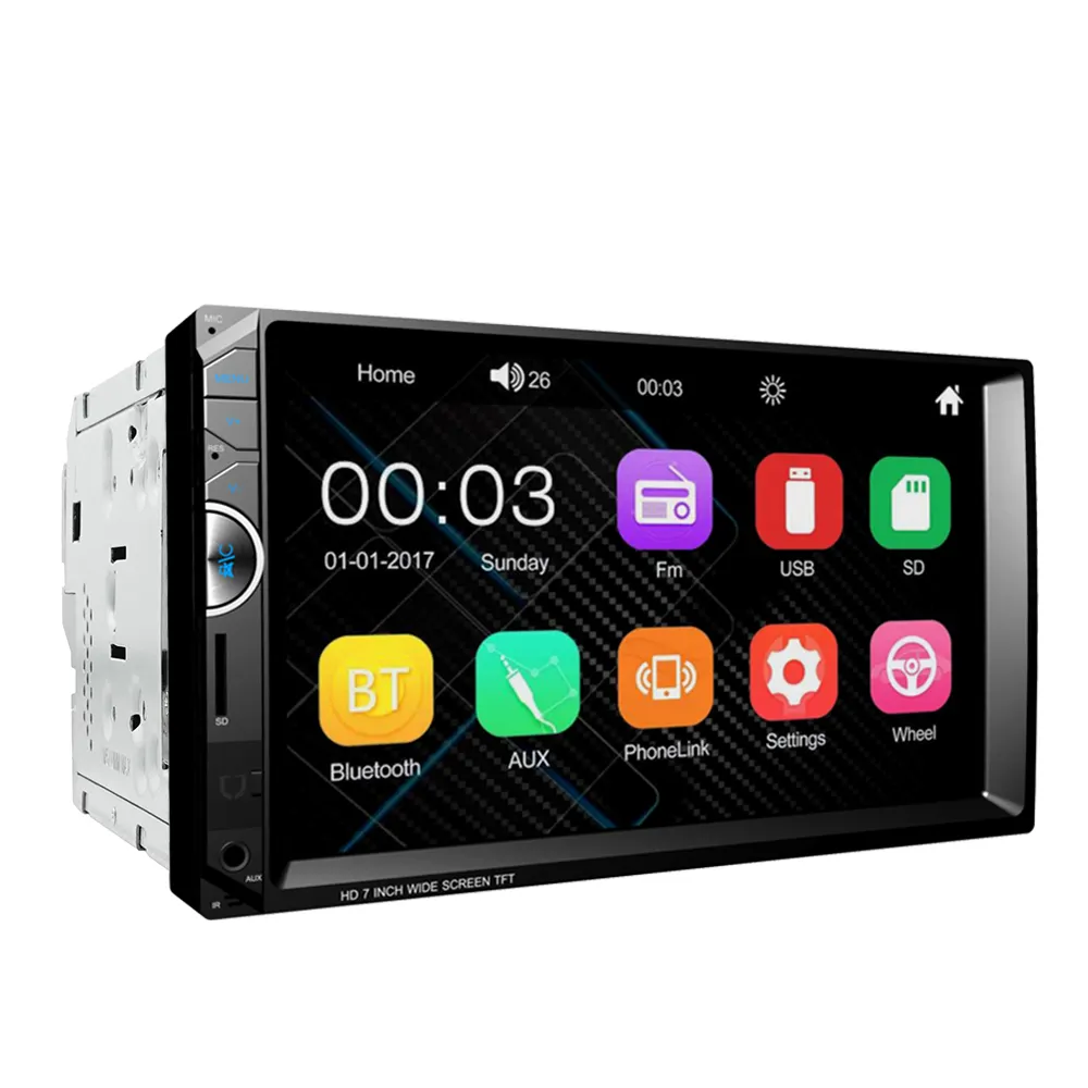 Rádio multimídia automotivo, rádio fm com tela sensível ao toque digital, bluetooth, tocador de música, 1 din, android