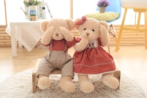 バレンタインデーの休日のためのカスタマイズされたスーパーソフトラブリーぬいぐるみピンクのテディドレスベア
