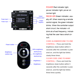 PWM DC12V 24V 18A 6 Tasten kabellose Fernbedienung einstellbare Helligkeit mit Touch-Controller einfarbiger LED-Streifen-Dimmler - Product Image 3