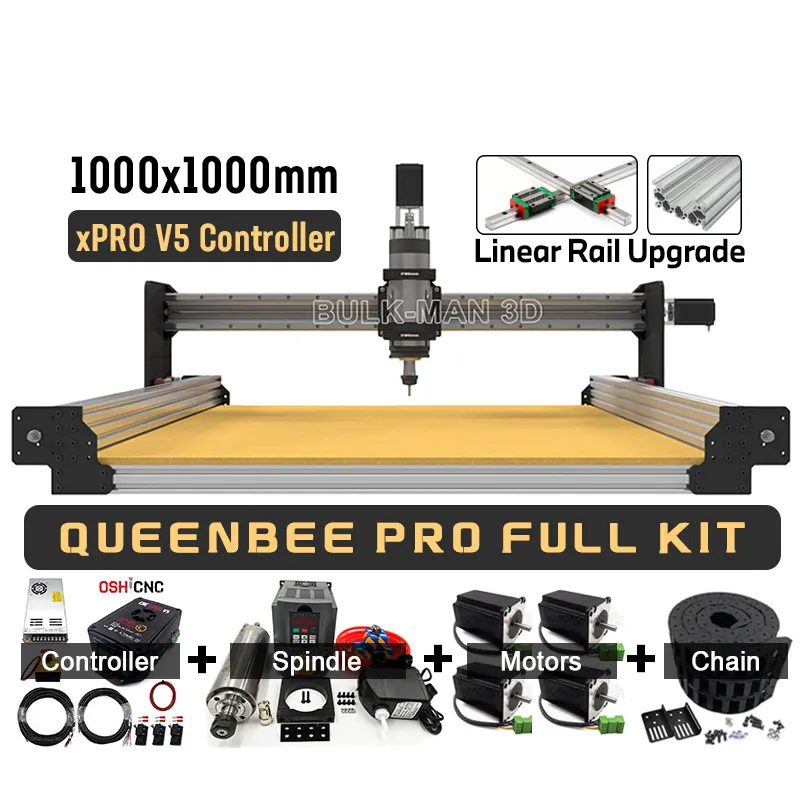 1010 QueenBee PRO enrutador de madera kit completo de actualización de riel lineal con controlador xPRO V5 enrutador CNC máquina de carpintería de 4 ejes