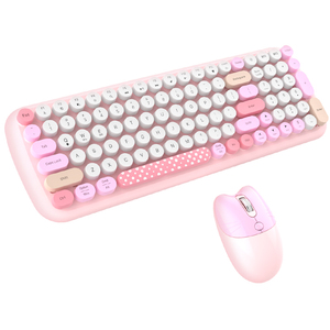 2,4 GHz inalámbrico Bluetooth modo dual retro colorido teclado y ratón redondo conjunto combinado - Product Image 2