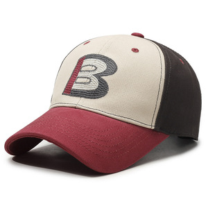 Color Contrast Baseball Cap Adult Color Embroidery Letter <strong>B</strong> Cap Men and Women the Same <strong>Big</strong> Head Around the Face Small Hat - Product Image 3