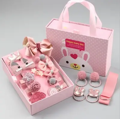 Conjunto de caixa de presente para crianças coreano, enfeites de cabelo para meninas, bebê, princesa, super bonito, clipe de cabelo para menina