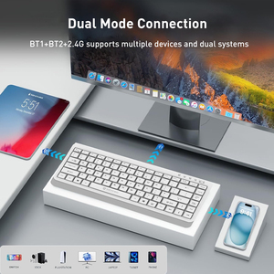 Fabricación OEM Teclado de oficina silencioso de modo dual 2,4G + BT Diseño ergonómico con botones de función completa Accesorios de computadora - Product Image 3