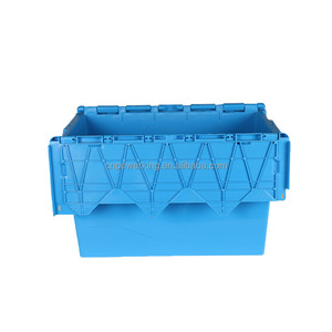 Cajón móvil de plástico de fácil manejo para transporte logístico apilable y nido de 40L con tapa con bisagras - Product Image 3