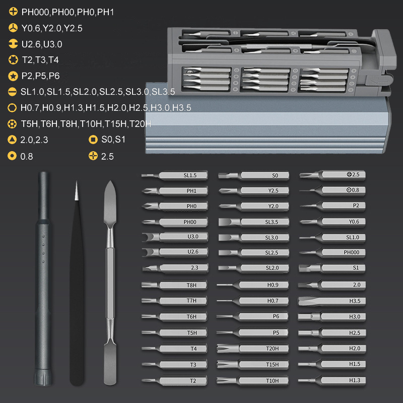 Kit de tournevis manuel 44-en-1 avec boîte en plastique