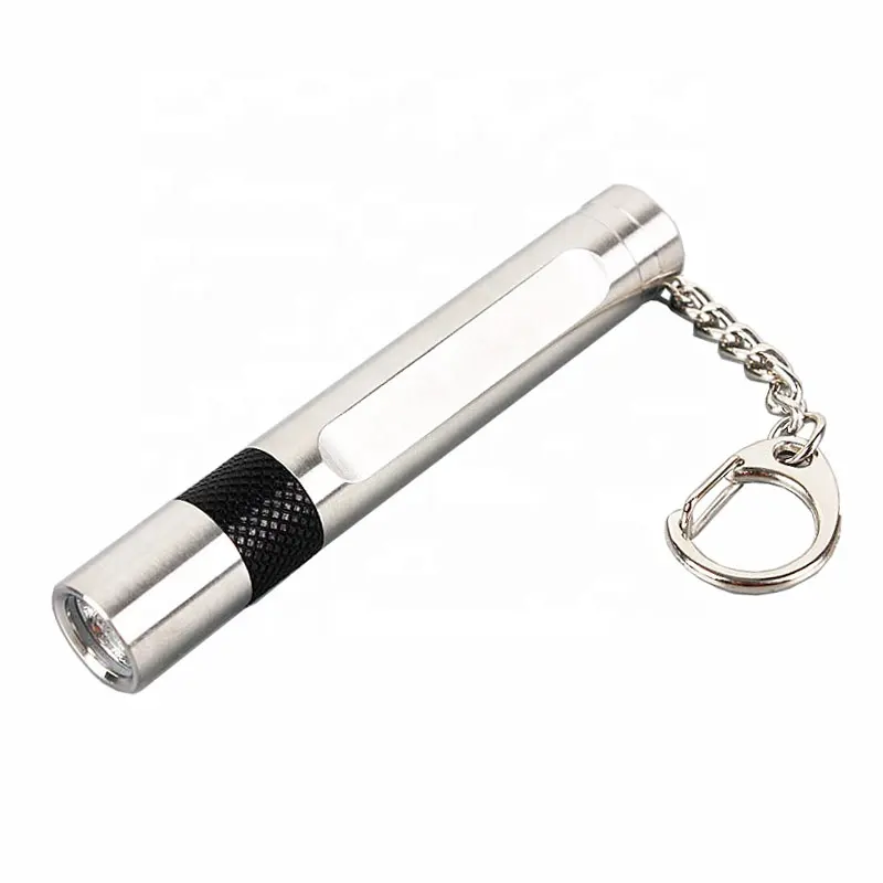 Mini Stainless Steel Torch Pocket LED Flashlight with Key Chain
