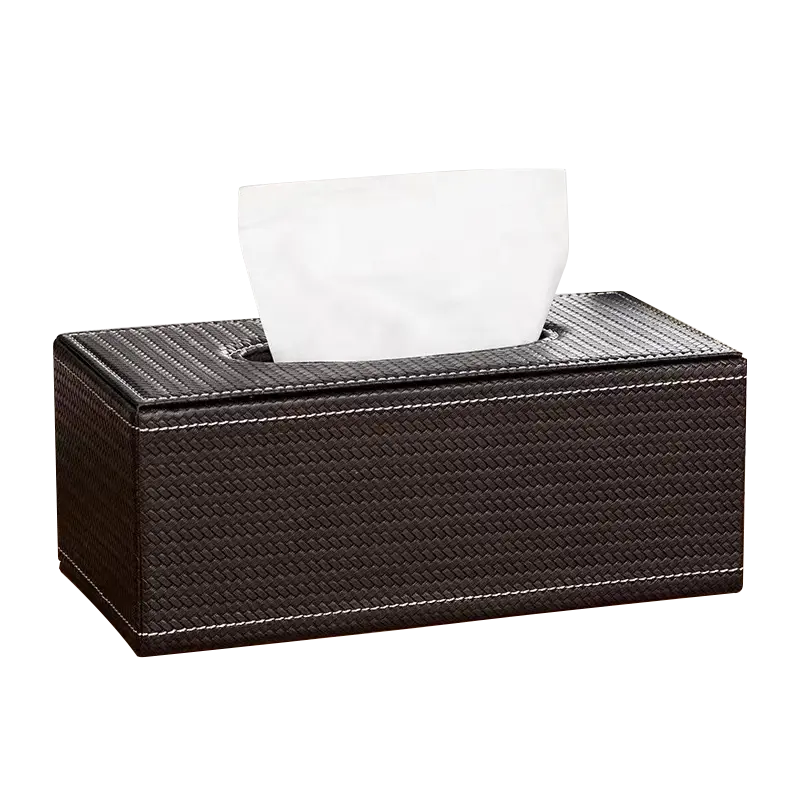 custom rectangular soft pu leather napkin holder tissue box with cover leather car tissue box