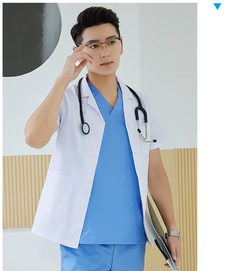 Hastane üniforması için % 100% pamuklu yeni tasarım mens fırçalayın joggers hemşirelik hastane üniformaları tıbbi scrubs