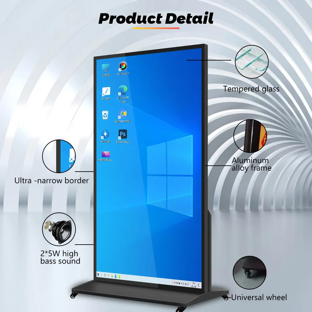 43 55 inch indoor touch screen 500cd brightness android digital signage media player lcd mall advertising kiosk