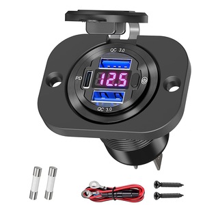 12v汽车充电器插座双快速充电3.0 PD USB C汽车USB端口电压表电源开关DIY船用总线房车充电器 - Product Image 6