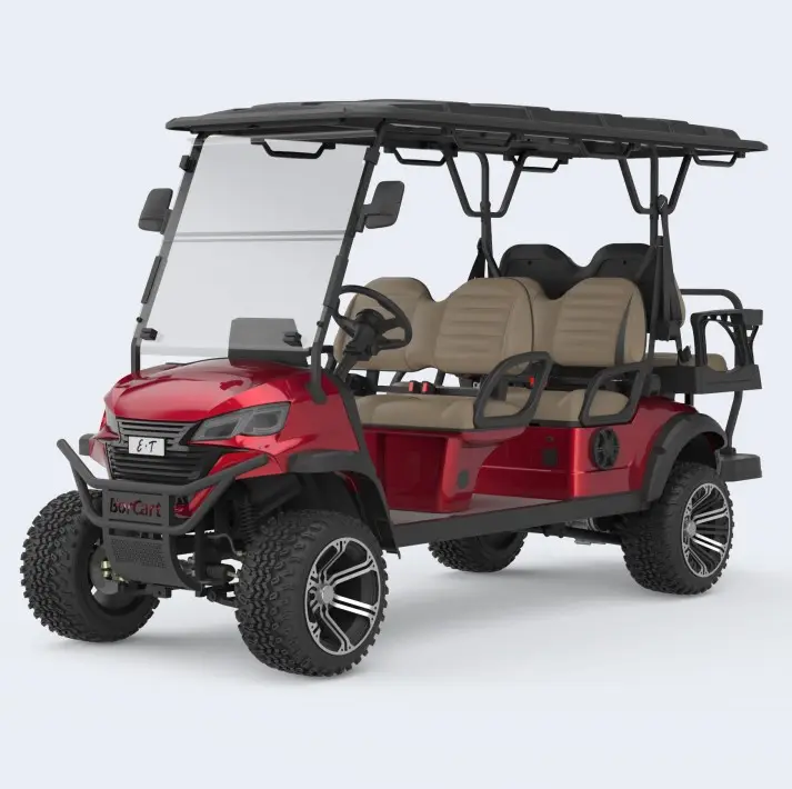 Voiture de chasse de voiturette de golf surélevée électrique 6 places personnalisée en usine avec puissant contrôleur de moteur à courant alternatif 5KW