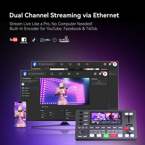 PC500 5.5 pollici Mixer Switcher Video 5 sorgenti di ingresso PST PGM doppia uscita HDMI NDI UVC Webcam e Mixer Audio PTZ controllo Chroma Key - Product Image 3