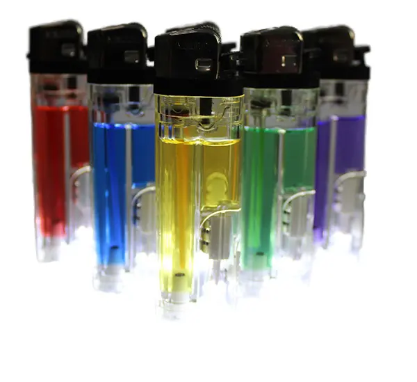 Hot Selling Silver Plastic Flint Lighter with LED Disposable Cigarette Lighter Available in Bulk