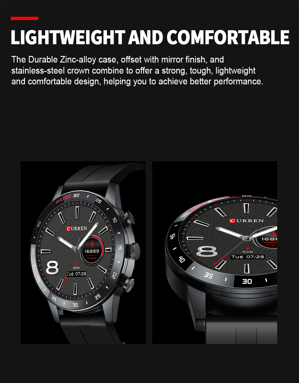 CURREN – montre étanche pour hommes, moniteur de fréquence cardiaque, moniteur de Fitness, montre numérique sport, lecture de musique, écran HD pour Android IOS