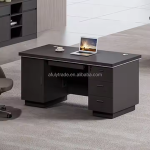 Office Table <strong>Computer</strong> Table Burl Wood Desk Solid Wood Luxury Office Desk with 3 Drawers and 1 Door <strong>Durable</strong> and Assembled - Product Image 2