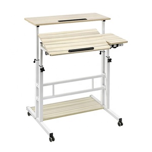 Adjustable Laptop <strong>Table</strong> <strong>with</strong> Wheels Mobile Desk <strong>with</strong> Keyboard Tray Mouse Tray Portable Laptop Cart <strong>with</strong> Shelf <strong>Computer</strong> Desk - Product Image 5
