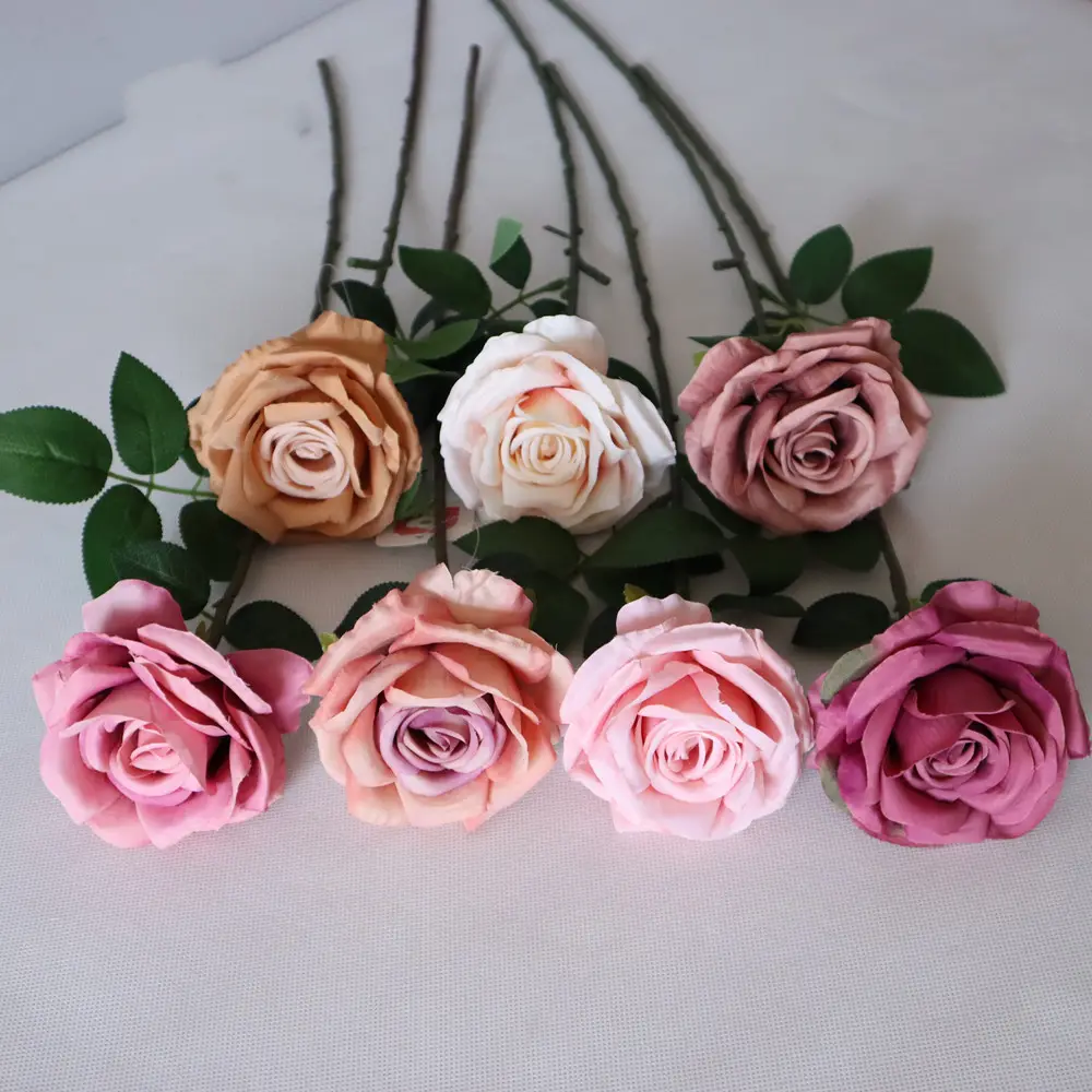Rosa de seda Artificial para A-1045, tallo único de 10cm, rosa, boda, fiesta, Hotel, tienda, Deco