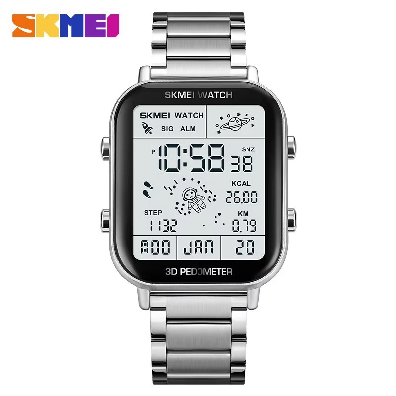 1 Silver Case Grey Dial