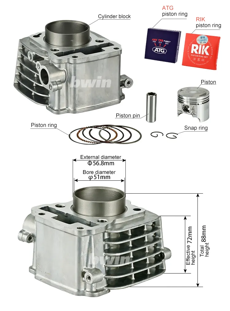 22J SHOOTER115i 51mm 11210-B22J00N-0F0 Kits de cylindre de moto populaire de haute qualité bloquer le joint de segment de piston pour SUZUKI