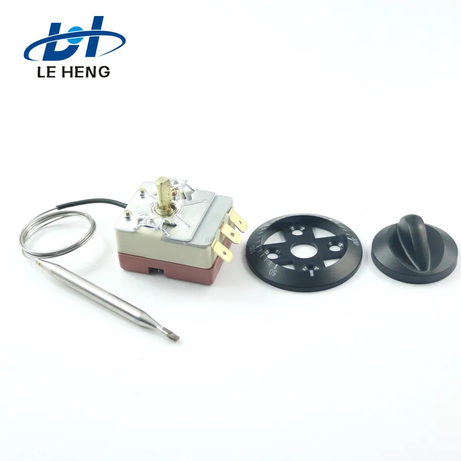 Pentola a pressione termostato 50 a 250 capillare 1m con il nero ottagonale manopola di plastica e ferro pan termostato