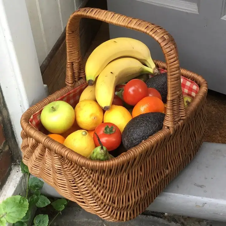 JY Recolector de frutas hecho a mano cesta de la cosecha flor fruta Cestas de almacenamiento tejidas cesta de mercado de granjeros de sauce para verduras y frutas