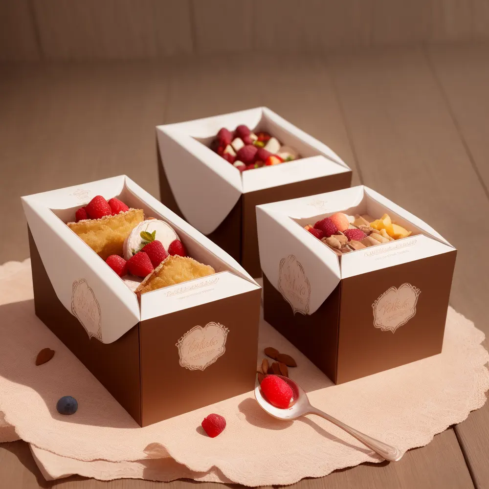 Caixa de papel descartável para sobremesas, frutas secas e doces, caixa de papel com fundo quadrado, venda quente para loja