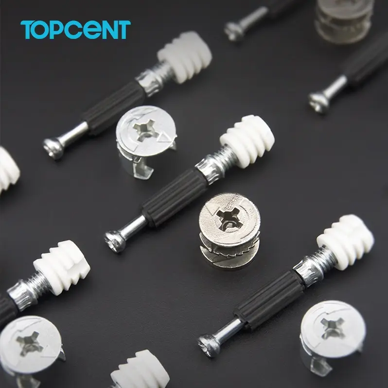 TOPCENT Accesorios para muebles hardware 3 en 1 minifix gabinete pernos sujetadores tornillos excéntricos 15MM mini FIX para muebles