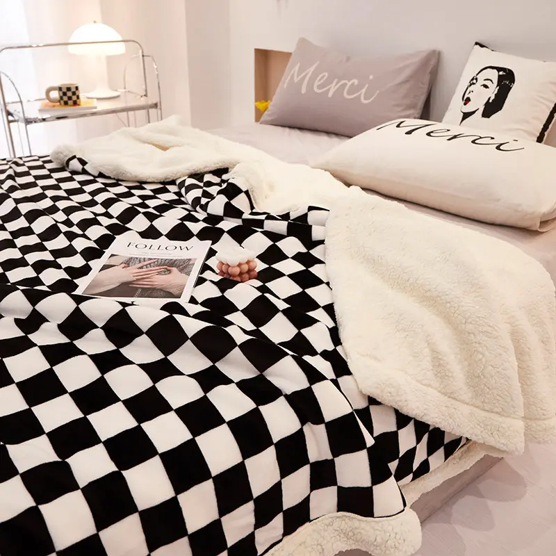 2023 New Pure Plain Milk Plush Blanket Cover Cloud Sable Blanket Thickened Printing Four Seasons Bed Sheet Quilt Gift