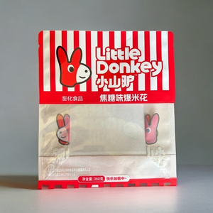 可回收层压平底粉色散装定制热封铝箔锥形纸爆米花袋包装带窗口
