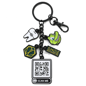 โรงงานทําราคาถูก OEM Charm จี้พวงกุญแจเคลือบฟันอ่อนโลหะที่กําหนดเองพวงกุญแจส่วนบุคคลทันตแพทย์ QR รหัสพวงกุญแจ - Product Image 1