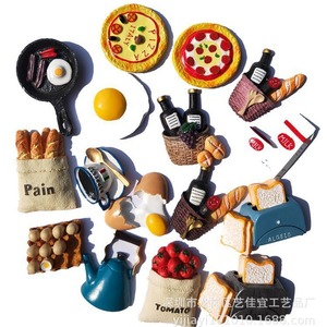 Thực phẩm mô phỏng 3D Yijia: Túi bánh mì, và sữa, chảo rán, bữa sáng, cà chua, nam châm tủ lạnh nhựa, STI từ tính - Product Image 5
