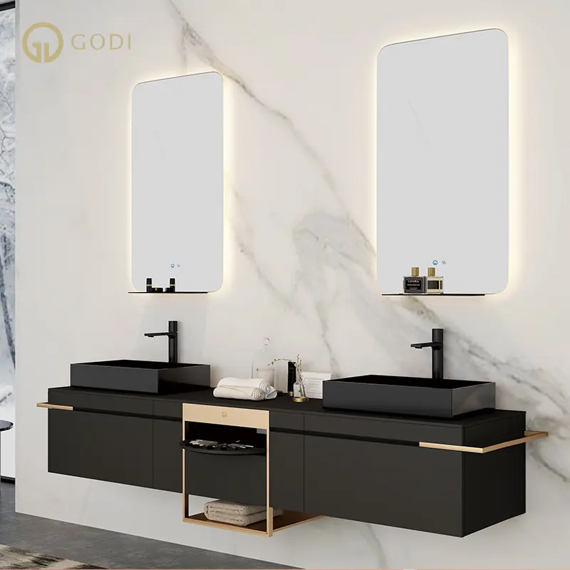 GODI Modern elegant high end luxury Wall Mount mobile da bagno vanity con lavabo per bagno progettato dal designer svizzero