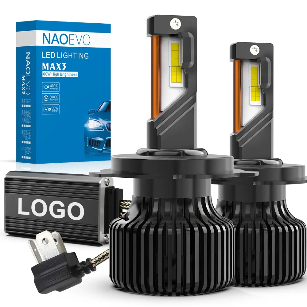 Naoevo xe đèn pha LED bóng đèn bán buôn luz LED Para Auto H4 đèn pha H11 ánh Sáng 9005 đèn faros Luces H1 bombillos H3 focos H7