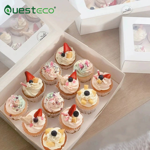 Customizable Disposable <strong>Rectangle</strong> Fancy Biodegradable Paper Take-Away <strong>Boxes</strong> with UV Embossing <strong>Window</strong> Cake Cupcake <strong>Display</strong> - Product Image 3
