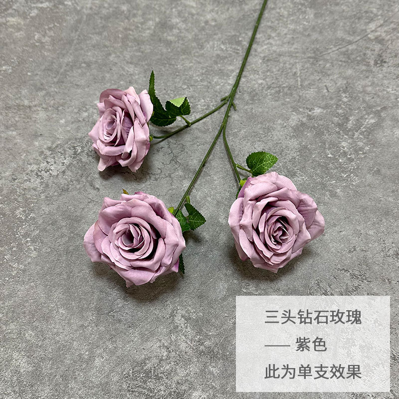 Three headed diamond rose - purple