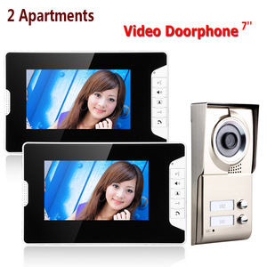 Sistema de intercomunicación para puerta de vídeo, 2 apartamentos, 7 pulgadas, hd, timbre, cámara con 2 botones, 2 monitores para seguridad del hogar - Product Image 2