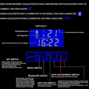 Interruptor de Sensor táctil de cuatro botones con altavoz Bluetooth para iluminación inteligente, espejo de baño, espejo multifunción LED antivaho