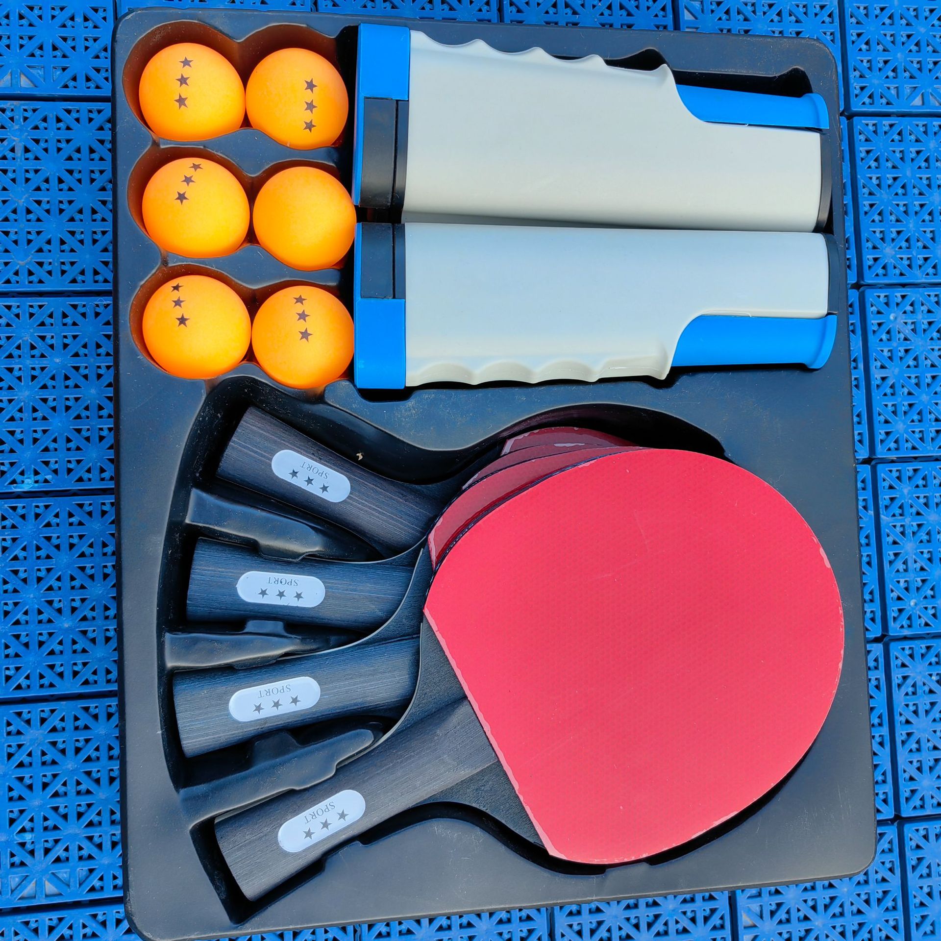 Grey net set 4 long handle 6 ball