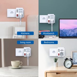 Enchufe USB con interruptor, adaptador de enchufe múltiple con 3 puertos USB, tira de alimentación, protección contra sobretensiones
