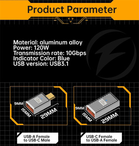 USB 3.1 tip C USB adaptörü 120W bağlayıcı OTG dönüştürücü tip-c hızlı şarj veri transferi Adaptador Usb tip c için Macbook - Product Image 5