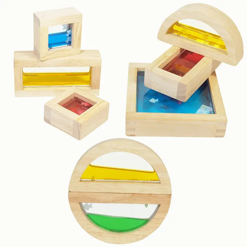Blocs de construction sensoriels en bois pour la Cognition de l'eau et du sable, 8 pièces, briques d'intelligence en bois, jouets pour enfants, nouvel arrivage 2022