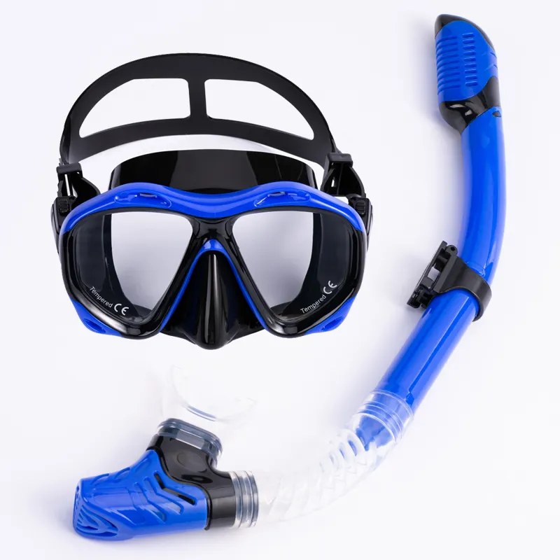 Conjunto de máscara de mergulho profissional, equipamento anti-embaçamento para mergulho e natação, equipamento para adultos com vidro temperado