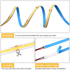 Coxo cob แถบแอลอีดีสำหรับบันไดตู้เสื้อผ้า16FT cuttable สีขาวบริสุทธิ์ WiFi 10เมตรรีโมทคอนโทรล USB cob ไฟ LED Strip - Product Image 4