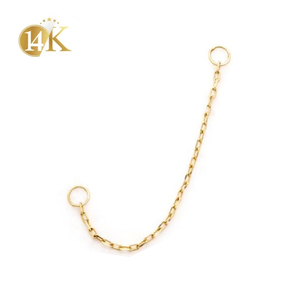 14k gerçek katı altın Mini Piercing takı zincir kulak Piercing bağlantısı - Product Image 1
