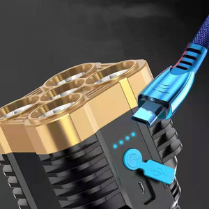 5 LED USB ricaricabile ABS torcia luce LED torcia elettrica 4 modalità faro Ultra luminosa torcia elettrica con luce laterale COB - Product Image 5