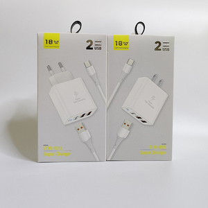 Yeni ürün çift bağlantı noktaları <span class=keywords><strong>USB</strong></span> <span class=keywords><strong>2IN1</strong></span> abd ab duvar şarj 5V 2A seyahat adaptörü şarj mikro tip c kablo ile samsung android için