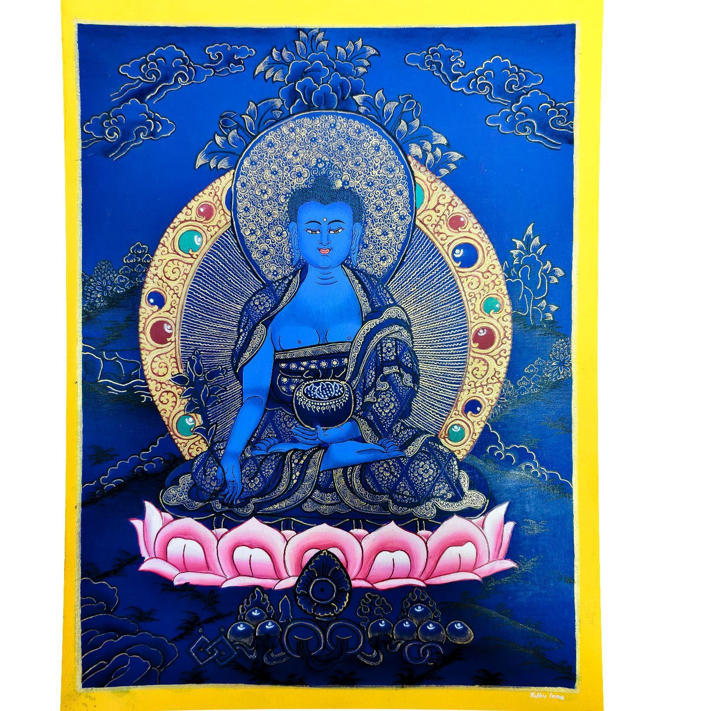 Peinture bouddha médicinale Tang bleu - Taille du cœur 2316