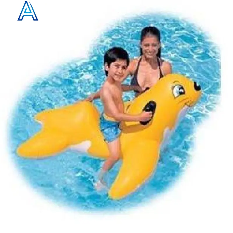 Factory customize shape design PVC inflatable sea lion sea dog animal ride on toy for pool water float boat mattress